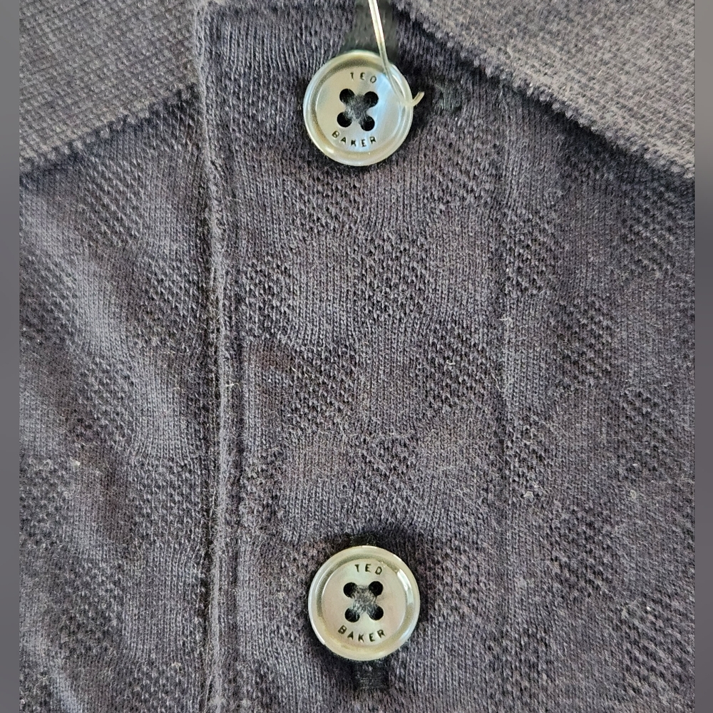 Ted Baker Men’s Textured Cotton Polo Shirt~NAVY~MEDIUM **NEW - Picture 8 of 15